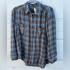 Women's Anthropology Pilcro plaid top button down shirt M